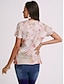 baratos T-Shirts de mulher-Mulheres Camiseta Camisa Henley Floral Botão Com Corte Imprimir Feriado Final de semana Básico Neon &amp; Bright Manga Curta Decote V Rosa