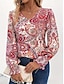 cheap Women&#039;s Blouses &amp; Shirts-Women&#039;s Shirt Boho Shirt Blouse Paisley Casual Holiday Button Print Red Long Sleeve Fashion Boho V Neck Summer Spring
