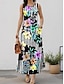 cheap Print Dresses-Women&#039;s Print Crew Neck Maxi Dress Date Sleeveless Summer