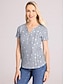 cheap Women&#039;s Blouses &amp; Shirts-Women&#039;s Shirt Henley Shirt Blouse Polka Dot Striped Casual Button Print Red Short Sleeve Tunic Basic Round Neck