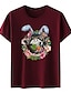 baratos T-Shirts de mulher-Mulheres Camiseta Algodão Floral Vaca Final de semana Imprimir Preto Manga Curta Moda Decote Redondo Verão
