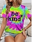 levne Dámská trička-Dámské Tričko Be Kind Batikované Dovolená Havajské stylové Krátký rukáv Tričkový Světlá růžová Léto