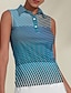 olcso Női golfruházat-Női POLO trikó Kék Szürke Ujjatlan Napvédő Felsők Csík Női golffelszerelések ruhák ruhák, ruházat