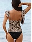 ieftine Costume Întregi-Pentru femei Costume de Baie O bucată Costume de baie Costum de baie Bufantă Cu talie inalta Imprimeu Leopard În V Modern vară Costume de baie