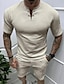 cheap Men&#039;s Casual T-shirts-Men&#039;s Waffle Tee Waffle Shirt T shirt Tee T-shirt Suits Tee Plain Crew Neck Street Vacation Short Sleeve 2 Piece Clothing Apparel Fashion Designer Basic