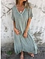 Χαμηλού Κόστους σχέδιο βαμβακερά &amp; λινά φορέματα-Γυναικεία Καθημερινό φόρεμα Φόρεμα από βαμβακερό λινό Μακρύ φόρεμα Βασικό Βασικό Καθημερινά Λαιμόκοψη V Κοντομάνικο Καλοκαίρι Άνοιξη Ανθισμένο Ροζ Μπλε Ρουά Σκέτο