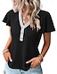 preiswerte Basic-Damenoberteile-Hemd Bluse Damen Schwarz Weiß Rosa Glatt Spitze Taste Strasse Täglich Modisch V Ausschnitt Regular Fit S