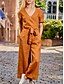 voordelige vakantie jumpsuit-Dames Jumpsuit Veters Zak Effen Kleur V-hals Streetwear Straat Dagelijks Normale pasvorm Korte mouw Zwart Fuchsia Khaki S M L Zomer