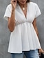 cheap Basic Women&#039;s Tops-Shirt Lace Shirt Blouse White Lace Shirt Women&#039;s White Plain Lace Flowing tunic Street Daily Fashion V Neck Regular Fit S