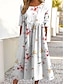 cheap Print Dresses-Women&#039;s Casual Dress Floral Pocket Print Crew Neck Midi Dress Vacation Half Sleeve Summer