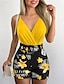 cheap Women&#039;s Two Piece Sets-Women&#039;s Tank Top Shorts Sets Graphic Holiday Weekend Print Yellow Sleeveless Fashion V Neck Summer