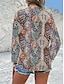 billige Bluser og trøjer til kvinder-Dame Skjorte Boho skjorte Bluse Paisley Afslappet Ferie Knap Trykt mønster Blå Langærmet Mode Boheme V-hals Sommer Forår