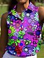 baratos Coleção de designers-Mulheres Camisa polo de caminhada roupas de golfe Violeta Laranja Sem Manga Proteção Solar Leve Camiseta Blusas Floral Roupas femininas de golfe, roupas, roupas, roupas