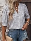 preiswerte Blusen und Hemden für Damen-Damen Hemd Bluse Graphic Bedruckt Casual Modisch Kurzarm V Ausschnitt Weiß Sommer