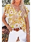 billige Bluser og trøjer til kvinder-Dame Skjorte Bluse Blomstret Drapering Trykt mønster Afslappet Ferie Mode Uden ærmer V-hals Sort Sommer