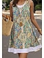 cheap Print Dresses-Women&#039;s Tank Dress Paisley Print Crew Neck Mini Dress Bohemia Vintage Vacation Sleeveless Summer