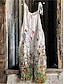 cheap Women&#039;s Overalls-Women&#039;s Jumpsuit Pocket Print Floral U Neck Streetwear Street Daily Regular Fit Sleeveless Black White Blue S M L Summer