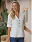 baratos Tops básicos de mulher-Mulheres Camisa Social Blusa Tops de ilhas brancas Floral Botão Casual Elegante Vintage Moda Manga Curta Colarinho de Camisa Branco