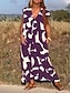 baratos Vestidos Estampados-Mulheres Vestido casual Vestido Tipo Regata Longa Floral Frufru Imprimir Decote V Vestido Longo Vestido Maxi Férias Sem Manga Verão