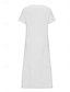 cheap Design Cotton &amp; Linen Dresses-Women&#039;s Casual Dress Cotton Linen Dress Maxi long Dress Embroidered Basic Daily Split Neck Half Sleeve Summer Spring White Pink Floral