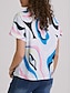 cheap Women&#039;s Blouses &amp; Shirts-Women&#039;s Shirt Blouse Floral Button Print Casual Fashion Streetwear Short Sleeve Split Neck Blue Summer