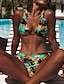 preiswerte Bikini-Sets-Damen Normal Badeanzug Bikinis Bademode 2 teilig Print Palme Strandbekleidung Sexy Badeanzüge