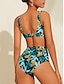 abordables trajes de baño de diseñador-traje de baño bikini fruncido con estampado floral