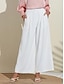 cheap Women&#039;s Pants-Women&#039;s Essential Trousers White Wide Leg Full Length Elastic Waist