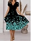 Χαμηλού Κόστους Print Φορέματα-Γυναικεία Καθημερινό φόρεμα Φόρεμα σε γραμμή Α Φλοράλ Στάμπα Λαιμόκοψη V Μίντι φόρεμα Διακοπές Κοντομάνικο Καλοκαίρι