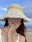 abordables Chapeau de paille-Chapeau de paille en dentelle à fleurs, seau simple, pare-soleil décontracté d&#039;été, adapté aux vacances à la plage