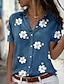 cheap Women&#039;s Blouses &amp; Shirts-Women&#039;s Shirt Blouse Floral Casual Holiday Button Print Pink Short Sleeve Fashion Shirt Collar Summer