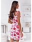 Χαμηλού Κόστους Print Φορέματα-Γυναικεία Εφαρμοστό Ditsy Floral Στάμπα Λαιμόκοψη V Μίντι φόρεμα Ημερομηνία Διακοπές Αμάνικο Καλοκαίρι