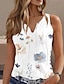 cheap Tank Tops &amp; Camis-Women&#039;s Tank Top Floral Print Casual Holiday Basic Sleeveless V Neck White