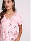 halpa Naisten T-paidat-Naisten T-paita Henley-paita Kukka nappi Katkaistu Painettu Pyhäpäivä Viikonloppu Perus Lyhythihainen V kaula-aukko Punastuvan vaaleanpunainen