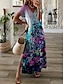 preiswerte Bedruckte Kleider-Damen Casual kleid Blumen Graphic Gespleisst Bedruckt V Ausschnitt kleid lang Urlaub Strand Kurzarm Sommer