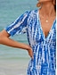 cheap Print Dresses-Women&#039;s Chiffon Casual Dress Print V Neck Long Dress Maxi Dress Vacation Beach Short Sleeve Summer