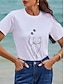 billiga T-shirts för damer-Dam T-shirt 100 % bomull Djur Katt Ledigt Helgen Mönster Vit Kortärmad Mode Grundläggande Rund hals Sommar