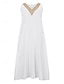 olcso design pamut és len ruhák-Női Fehér ruha Pamut vászon ruha Swing ruha Maxi hosszú ruha Zseb Alap Napi V-alakú Ujjatlan Nyár Tavasz Fekete Fehér Sima
