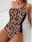cheap One-piece swimsuits-Women&#039;s Normal Swimwear One Piece Monokini Bathing Suits Swimsuit Open Back Printing High Waisted Leopard Print Sports Fashion Bathing Suits
