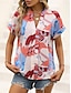 cheap Women&#039;s Blouses &amp; Shirts-Women&#039;s Shirt Blouse Floral Print Casual Holiday Fashion Short Sleeve V Neck Black Summer