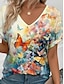 abordables Camisetas de mujer-Mujer Camiseta Casual Elegante Manga Corta Escote en Pico Amarillo Verano