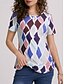 preiswerte T-Shirts für Damen-Damen T Shirt Geometrisch Taste Bedruckt Täglich Wochenende Modisch Kurzarm Rundhalsausschnitt Blau Sommer