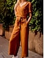 voordelige vakantie jumpsuit-Dames Jumpsuit Veters Zak Effen Kleur V-hals Streetwear Straat Dagelijks Normale pasvorm Korte mouw Zwart Fuchsia Khaki S M L Zomer