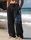 halpa Miesten puuvillaiset pellavahousut-mustekalakuvioinen miesten puuvillapellavahousut vintage housut sivutaskut joustava kiristysnyörisuunnittelu keskivyötäröllä ulkoilu päivittäiset vaatteet