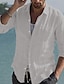 cheap Cotton Linen Shirt-Men&#039;s Shirt Linen Shirt Summer Shirt Beach Shirt Black White Pink Long Sleeve Solid Color Collar Spring &amp; Summer Casual Daily Clothing Apparel Button-Down
