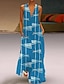 Χαμηλού Κόστους Print Φορέματα-Γυναικεία Καθημερινό φόρεμα Στάμπα Στάμπα Λαιμόκοψη V Μακρύ Φόρεμα Μάξι Φόρεμα Χαβανέζα Σπίτι Διακοπές Αμάνικο Καλοκαίρι
