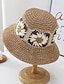tanie Nakrycia głowy dla kobiet-Kolorowy szydełkowy słomkowy kapelusz typu Bucket w stylu vintage z kwiatowymi blokami kolorów, kapeluszami przeciwsłonecznymi, modnymi, składanymi podróżnymi kapeluszami plażowymi dla kobiet,