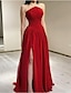 cheap Evening Dresses-A-Line Evening Gown Elegant Dress Formal Prom Floor Length Sleeveless Strapless Chiffon with Ruched Slit 2024