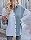 cheap Basic Women&#039;s Tops-Shirt Blouse Women&#039;s Black Wine Blue Color Block Button Pocket Street Daily Fashion Shirt Collar Regular Fit S