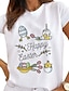 voordelige Dames T-shirts-Dames T-shirt Katoen Grafisch Afdrukken Weekend Modieus Korte mouw Ronde hals Wit Zomer